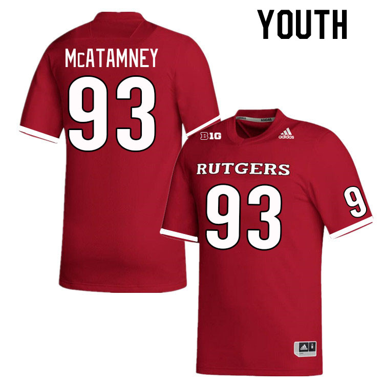 Youth #93 Jude McAtamney Rutgers Scarlet Knights College Football Jerseys Stitched Sale-Scarlet - Click Image to Close